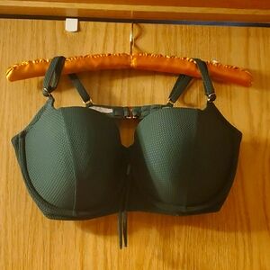 NWOT Shade & Shore Adjustable Strap Bikini Top w/ Keyhole; Forest Green; 36D